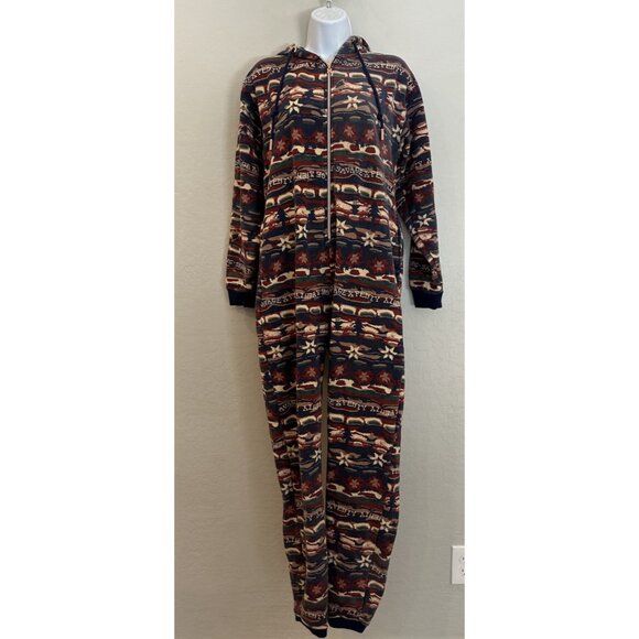 Savage X Fenty Forever Savage Hooded Jumpsuit RED COGNAC CABIN CUTIE PRINT S 4-6 - Picture 1 of 15